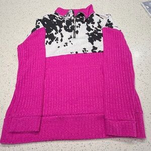 Crazy Train Fuchsia and Black Patterned Sweater
